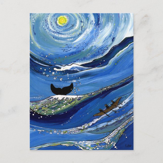 Wal mit Boot Postkarte (Vorderseite)