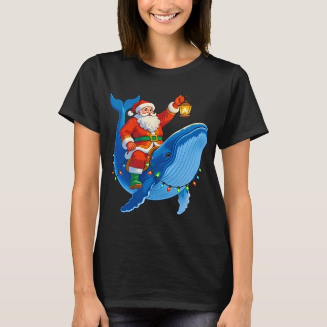 Wal mit Weihnachtsmann T-Shirt (Vorderseite)