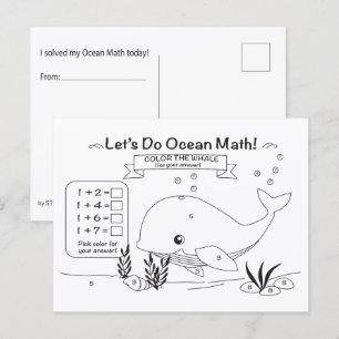 Wal-Ozean-Mathe-Färbpostkarte Postkarte