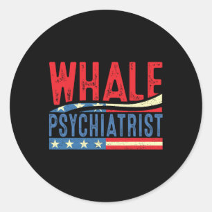 Wal-Psychiater 2025 Retro-Streifen Runder Aufkleber