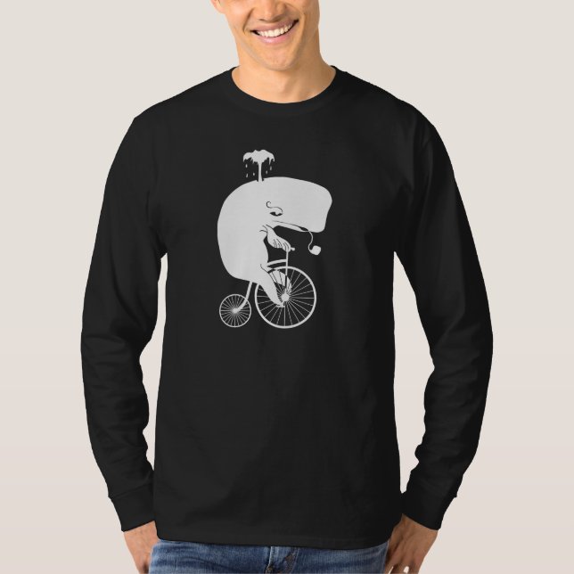Wal-Reiter-Weiß auf Penny-Farthing-Fahrrad T-Shirt (Vorderseite)