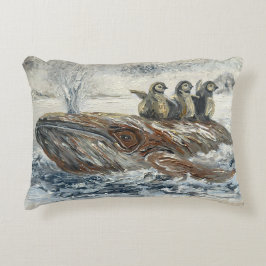 Wal-Reiter Whimsical Wal und Pinguin Ozean Dekokissen