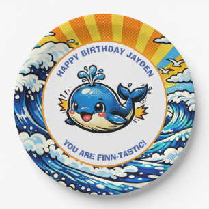 Wal-Themen-Meerjungling-Jungen-Geburtstagsfeier Pappteller