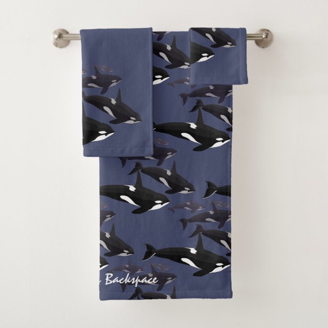 Wal-Tuch-Set-personalisierte Mörder-Wal-Tücher Badhandtuch Set (Insitu)