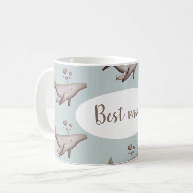 Wal und Baby-Tasse für Personifizierung Kaffeetasse (Vorderseite Links)