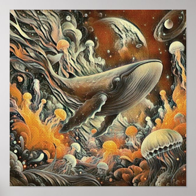 Wal und Quallen Kunstprint Poster (Vorne)