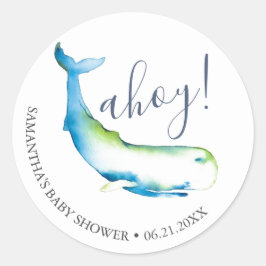 Wal und Starfish Blau Runder Aufkleber