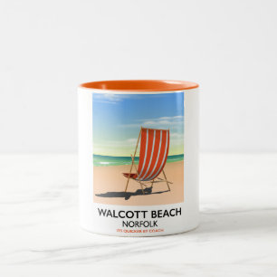 Walcott Beach, Norfolk-Küstenposter Zweifarbige Tasse