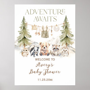 Wald-Abenteuer Oh-Junge-Baby-Party Poster
