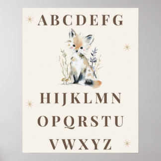 Wald Alphabet Kinderzimmer Druck Poster