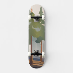 Wald Aquarell Sanftes Rotes Redwood Natur Ästhetik Skateboard