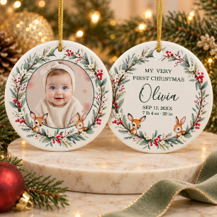 Wald-Baby-Erstes-Christmas-Foto Keramik Ornament