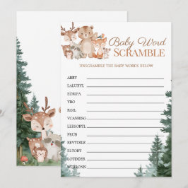 Wald-Baby-Party Baby-Wort-Scramble-Spiel Einladung