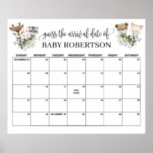 Wald-Baby-Party Vorhersage Termin Kalender Poster