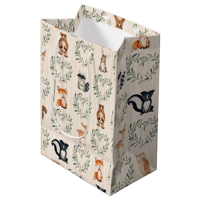 Wald-Baby-Tier Mittlere Geschenktüte (Vorderseite Schrägansicht)