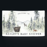Wald | Babydusche Begrüßungsbanner Banner<br><div class="desc">Mit Aquarellwald und bezaubernden Waldtieren. Rustikal und charmant ist dieses Design perfekt für jede Veranstaltung. Diese Designs können für Ihren besondere Anlass personalisiert sein und wären perfekt für Ihre Hochzeit, Brautparty, Verlobungsfeier, Geburtstagsparty und viele weitere besondere Anlässe. Fügen Sie diesem Design Ihre benutzerdefinierte Formulierung hinzu, indem Sie die Felder "Diese...</div>