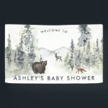 Wald | Babydusche Begrüßungsbanner Banner<br><div class="desc">Mit Aquarellwald und bezaubernden Waldtieren. Rustikal und charmant ist dieses Design perfekt für jede Veranstaltung. Diese Designs können für Ihren besondere Anlass personalisiert sein und wären perfekt für Ihre Hochzeit, Brautparty, Verlobungsfeier, Geburtstagsparty und viele weitere besondere Anlässe. Fügen Sie diesem Design Ihre benutzerdefinierte Formulierung hinzu, indem Sie die Felder "Diese...</div>