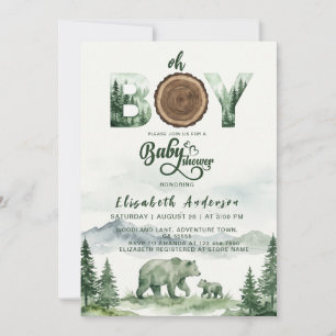 Wald Bär Baby Shower Einladung Rustikal