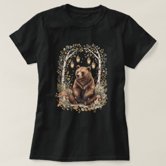 Wald-Bären-Laternen-Waldkunst T-Shirt