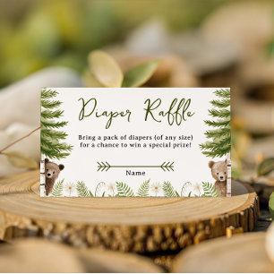 Wald-Bären-Windel-Raffle Zwillings-Baby-Party Begleitkarte