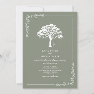 Wald Baum Schaukel Salbeigrüne Hochzeit  Einladung