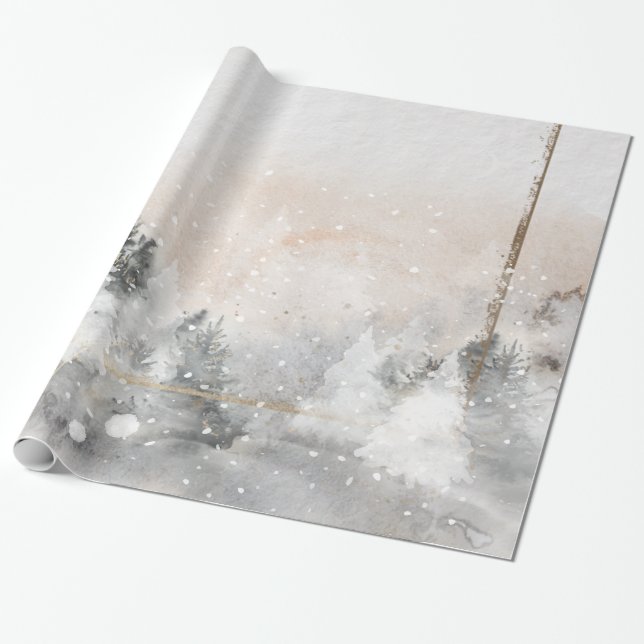 Wald Baum Waldland Schnee Geschenkpapier (Ungerollt)