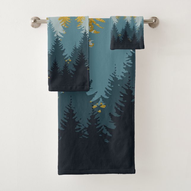 Wald Bäume Goldene Landschaft Badhandtuch Set (Insitu)