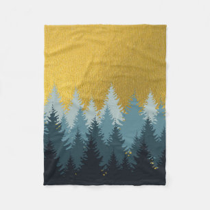 Wald Bäume Goldene Landschaft Fleecedecke