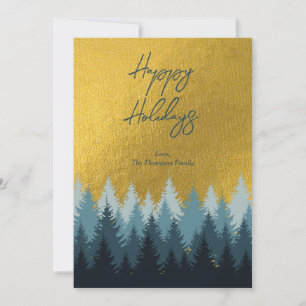 Wald Bäume Goldene Landschaft glücklich Ferien Feiertagskarte