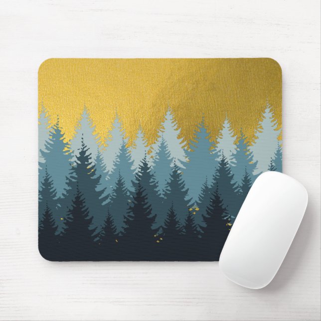 Wald Bäume Goldene Landschaft Mousepad (Mit Mouse)