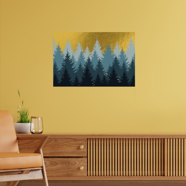 Wald Bäume Goldene Landschaft Poster (Wohnzimmer 2)