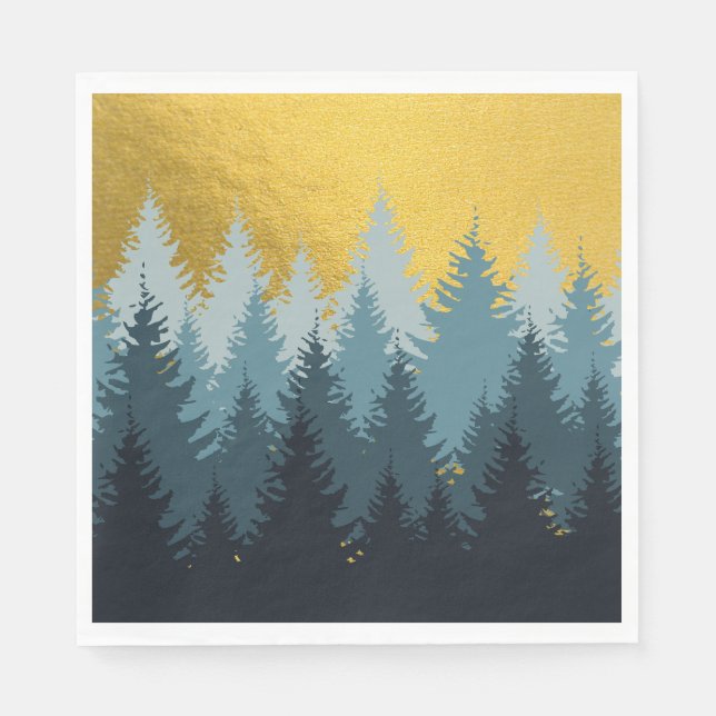 Wald Bäume Goldene Landschaft Serviette (Vorderseite)