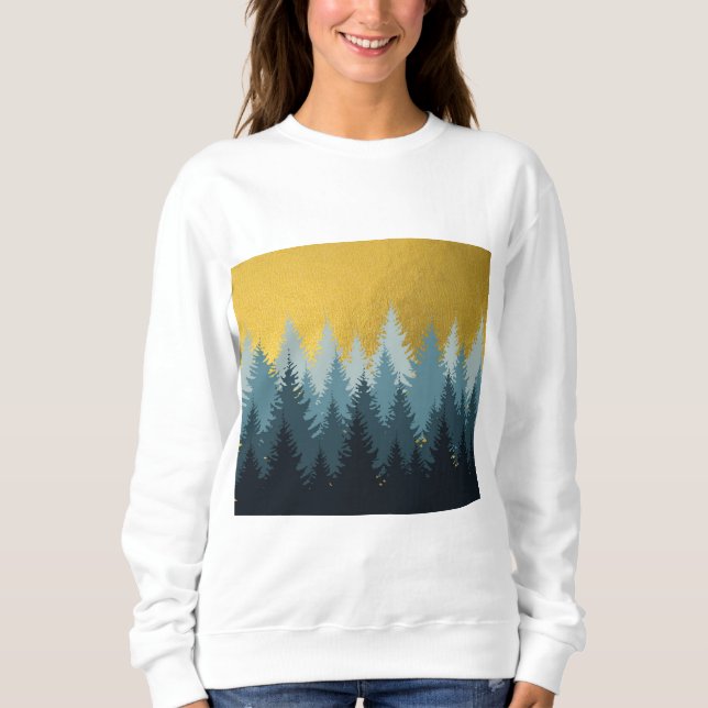 Wald Bäume Goldene Landschaft Sweatshirt (Vorderseite)