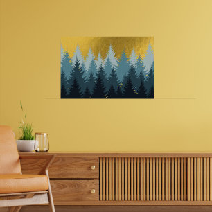 Wald Bäume Goldenes Landschaftsbild  Poster