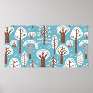 Wald, Bäume. Nahtloser Hintergrund. Winter Poster
