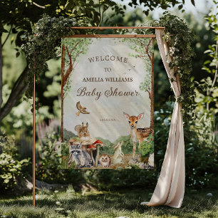 Wald Begrüßungs-Baby-Party Reh Hase Igel Poster