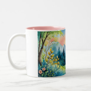 Wald bei Morgengrauen flüstern Zweifarbige Tasse