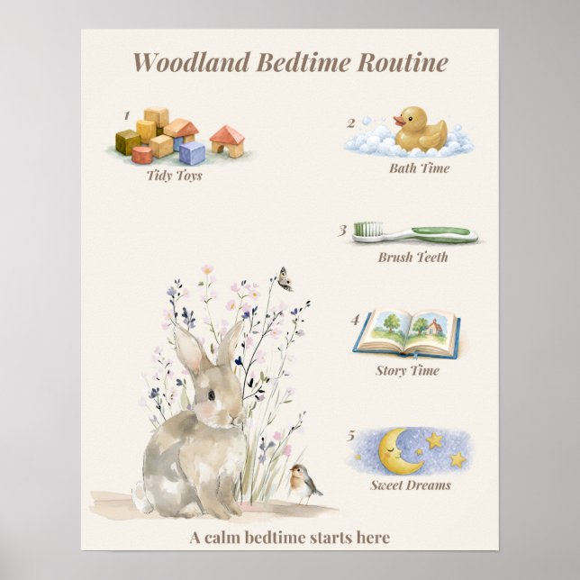 Wald-Bettgehroutine-Poster Poster (Vorne)