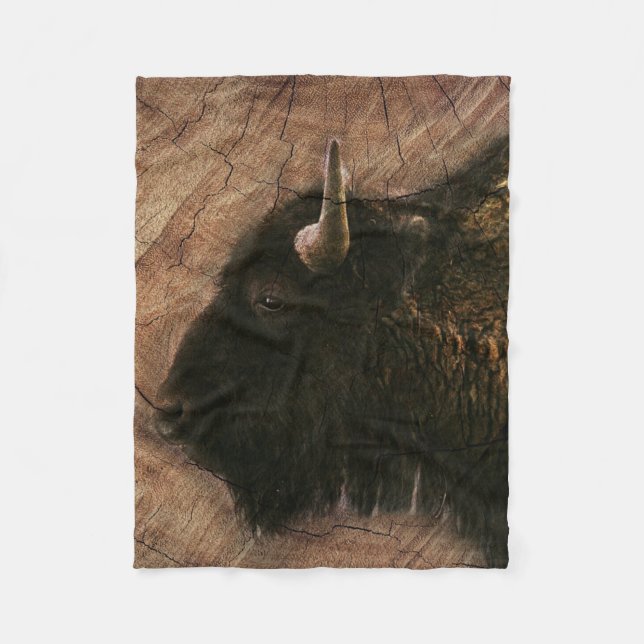 Wald Bison Büffel Fleecedecke (Vorderseite)