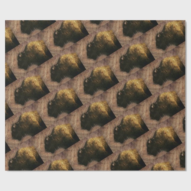 Wald-Bison-Büffel Geschenkpapier (Flach)