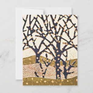 Wald, blau und gold feiertagskarte