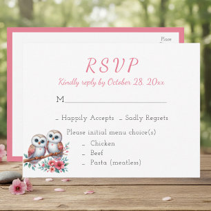 Wald Boho Rustikale Landhochzeit-Eule RSVP Postkarte