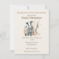 Wald-Dachs-Baby-Shower-Einladung