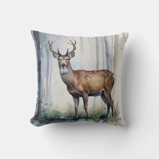 Wald Deer Throw Kissen (Vorderseite)