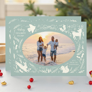 Wald-Doodle-Weihnachtsfamilienfoto Feiertagskarte