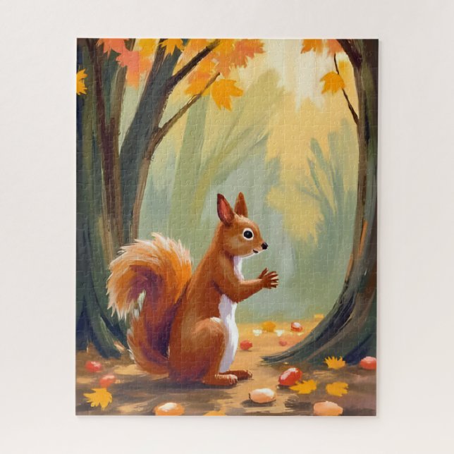 Wald Eichhörnchen | Herbst Tier Aquarell Fallen (Vertikal)
