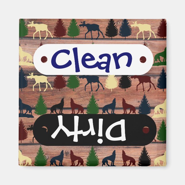 Wald Elche Wolf Wilderness Berg Kabine Rustikal Magnet (Vorne)