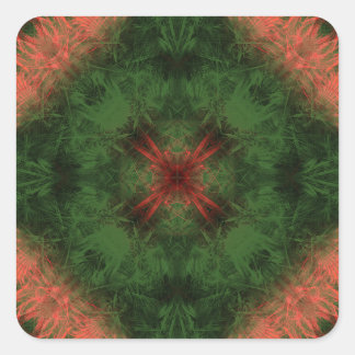 Wald-Energie-Kaleidoskop-Fraktal-Kunst Quadratischer Aufkleber