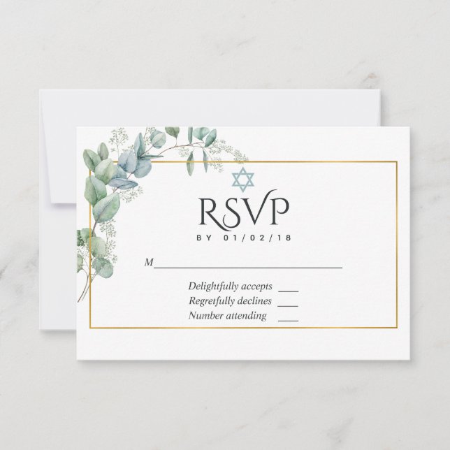 Wald Eukalyptus Forest Greenery Bat Mitzvah RSVP Karte (Vorderseite)