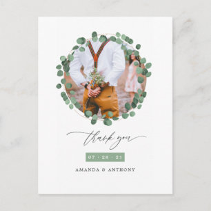 Wald-Eukalyptus-Hochzeits-Dankeschön Postkarte
